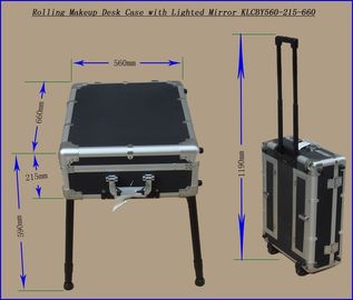 Rolling Makeup Desk Case with Lighted Mirror KLCBY560-215-660